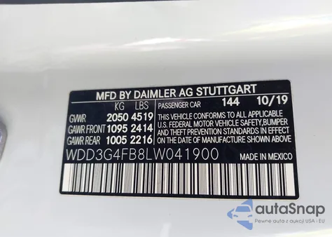2020 Mercedes-Benz A 220 4Matic from USA, damaged, VIN WDD3G4FB8LW041900
